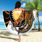 Aboriginal Kangaroo Pattern Dot Art Beach Blanket