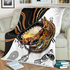 Aboriginal Kangaroo Pattern Dot Art Blanket
