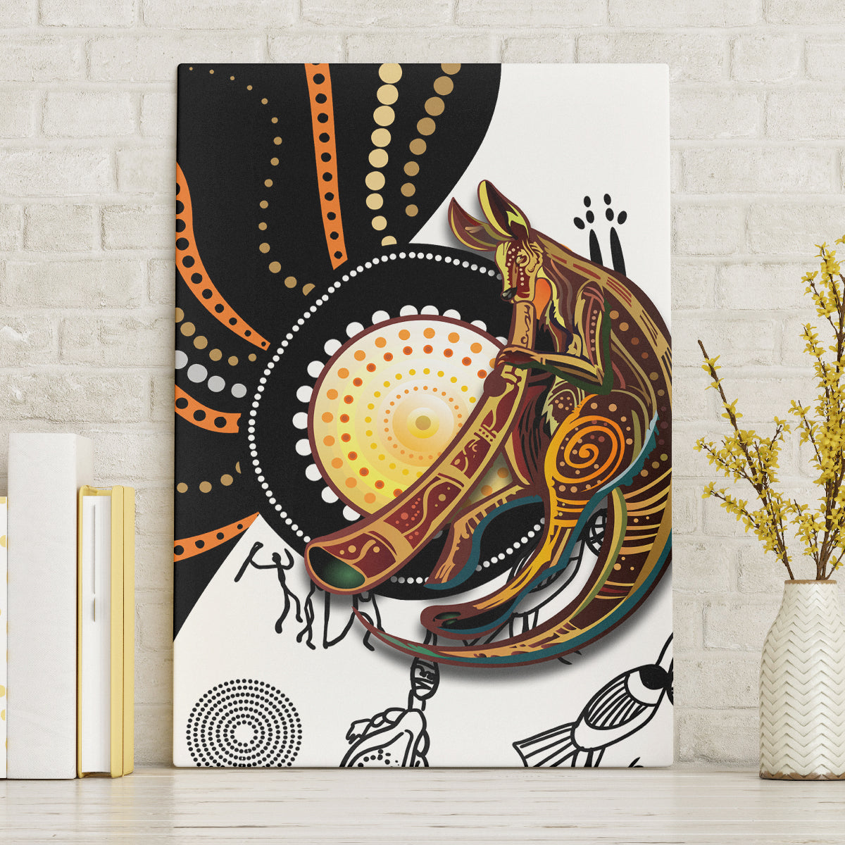 Aboriginal Kangaroo Pattern Dot Art Canvas Wall Art