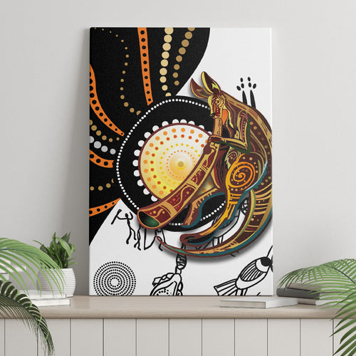 Aboriginal Kangaroo Pattern Dot Art Canvas Wall Art