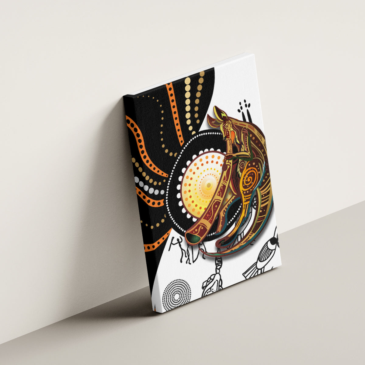 Aboriginal Kangaroo Pattern Dot Art Canvas Wall Art