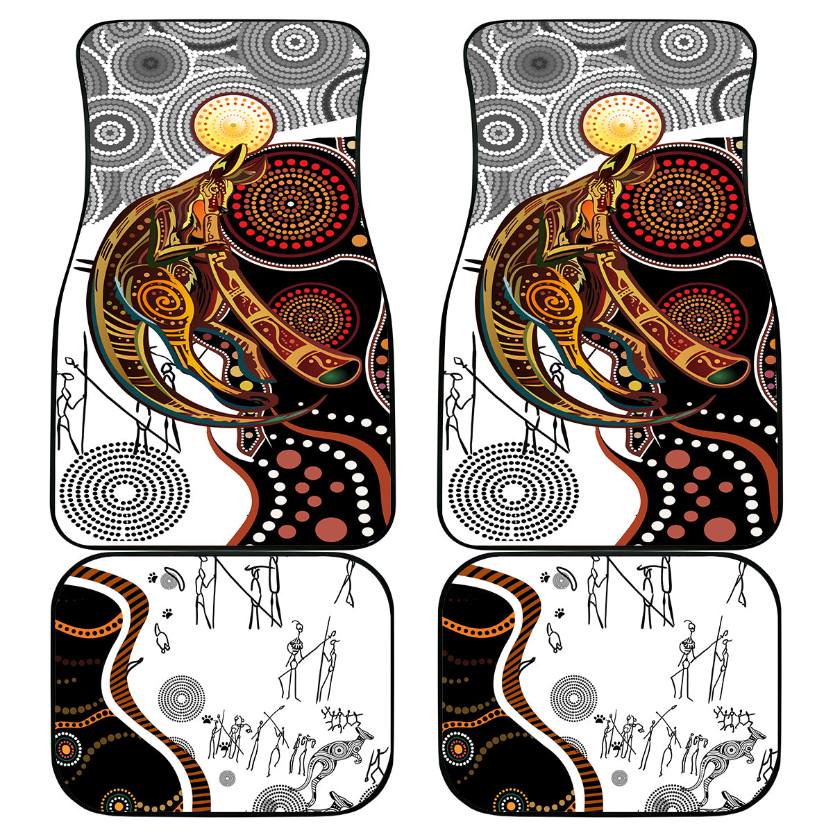 Aboriginal Kangaroo Pattern Dot Art Car Mats