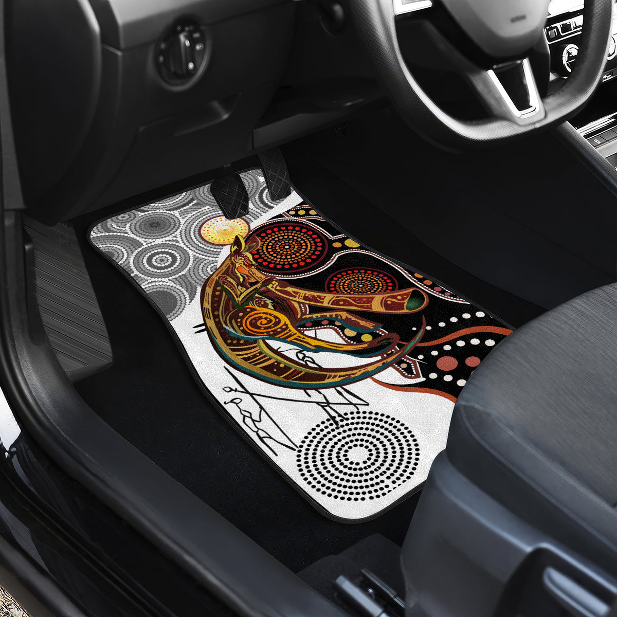 Aboriginal Kangaroo Pattern Dot Art Car Mats