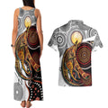 Aboriginal Kangaroo Pattern Dot Art Couples Matching Tank Maxi Dress and Hawaiian Shirt