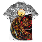 Aboriginal Kangaroo Pattern Dot Art Family Matching Long Sleeve Bodycon Dress and Hawaiian Shirt