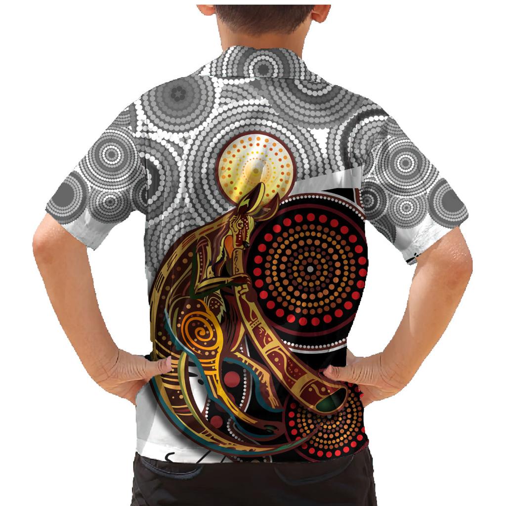 Aboriginal Kangaroo Pattern Dot Art Family Matching Mermaid Dress and Hawaiian Shirt