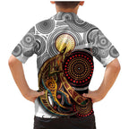 Aboriginal Kangaroo Pattern Dot Art Family Matching Mermaid Dress and Hawaiian Shirt