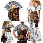 Aboriginal Kangaroo Pattern Dot Art Family Matching Mermaid Dress and Hawaiian Shirt