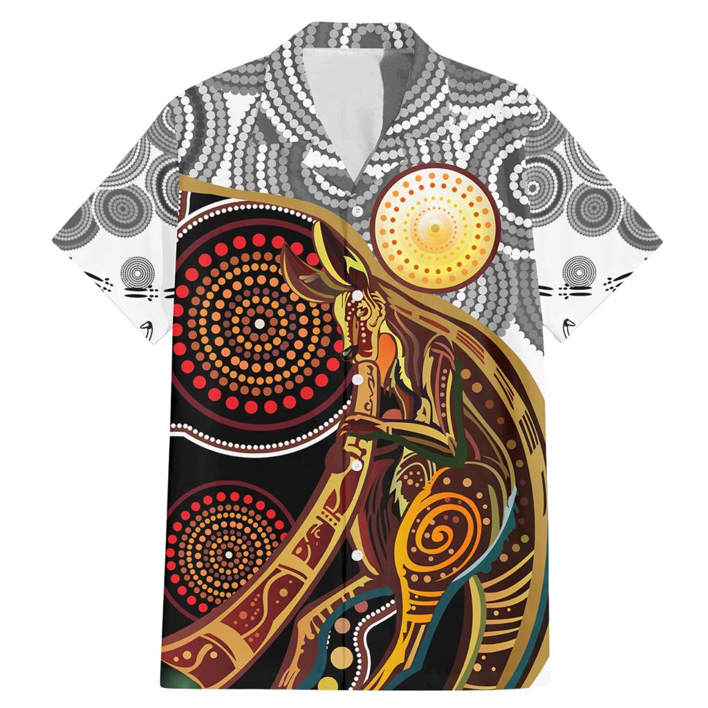 Aboriginal Kangaroo Pattern Dot Art Family Matching Mermaid Dress and Hawaiian Shirt
