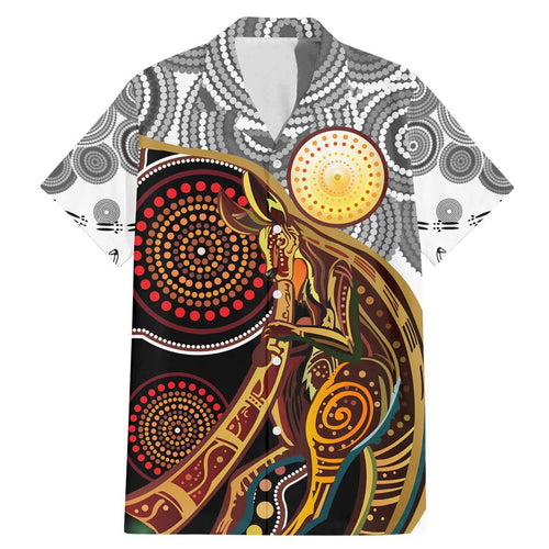 Aboriginal Kangaroo Pattern Dot Art Family Matching Mermaid Dress and Hawaiian Shirt