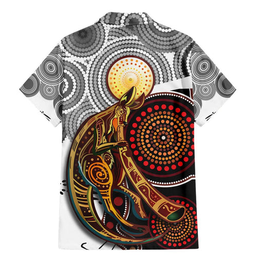 Aboriginal Kangaroo Pattern Dot Art Family Matching Mermaid Dress and Hawaiian Shirt