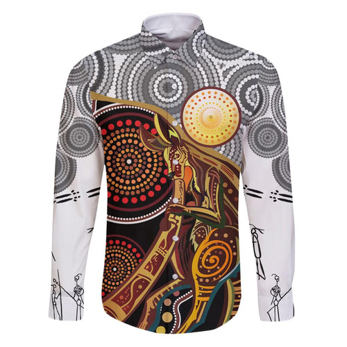 Aboriginal Kangaroo Pattern Dot Art Family Matching Puletasi and Hawaiian Shirt