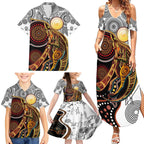 Aboriginal Kangaroo Pattern Dot Art Family Matching Summer Maxi Dress and Hawaiian Shirt