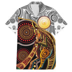 Aboriginal Kangaroo Pattern Dot Art Family Matching Summer Maxi Dress and Hawaiian Shirt