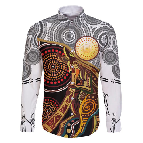 Aboriginal Kangaroo Pattern Dot Art Family Matching Summer Maxi Dress and Hawaiian Shirt