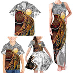 Aboriginal Kangaroo Pattern Dot Art Family Matching Tank Maxi Dress and Hawaiian Shirt