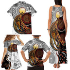 Aboriginal Kangaroo Pattern Dot Art Family Matching Tank Maxi Dress and Hawaiian Shirt