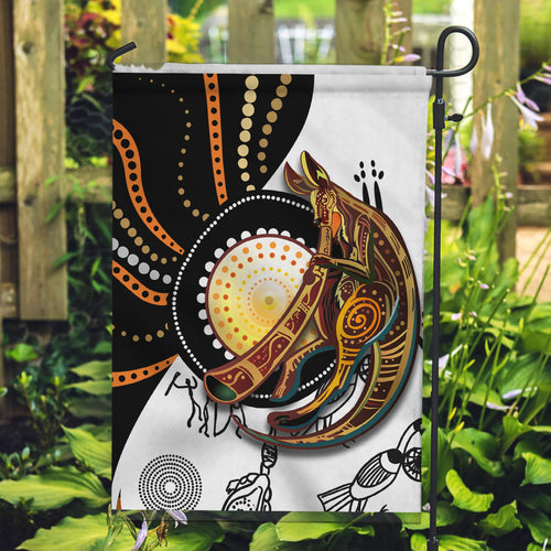 Aboriginal Kangaroo Pattern Dot Art Garden Flag