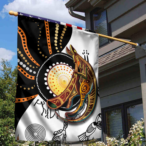 Aboriginal Kangaroo Pattern Dot Art Garden Flag