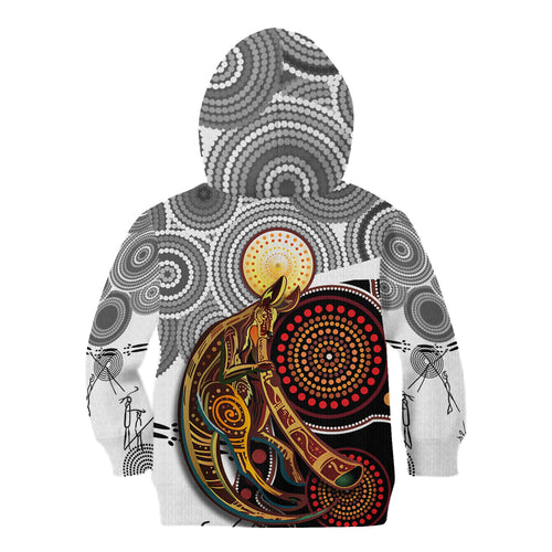 Aboriginal Kangaroo Pattern Dot Art Kid Hoodie