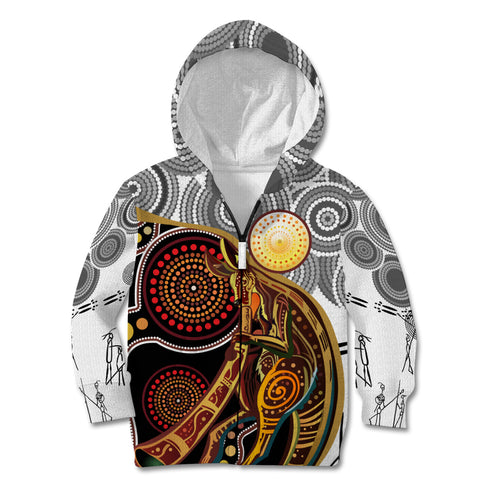 Aboriginal Kangaroo Pattern Dot Art Kid Hoodie