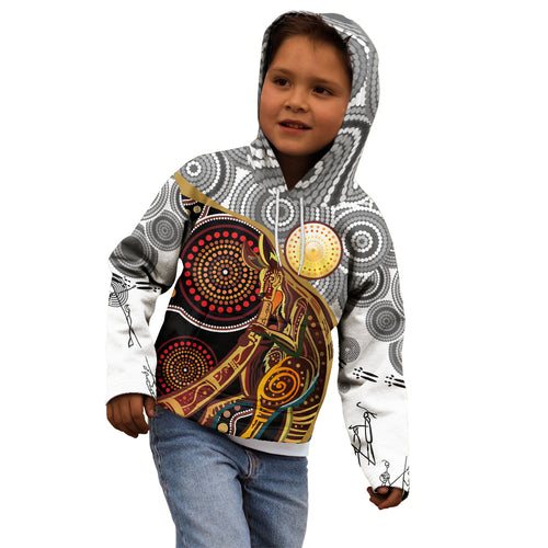 Aboriginal Kangaroo Pattern Dot Art Kid Hoodie