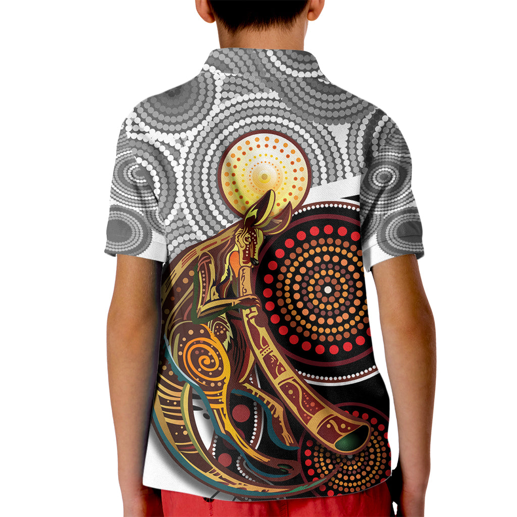 Aboriginal Kangaroo Pattern Dot Art Kid Polo Shirt