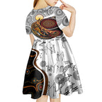 Aboriginal Kangaroo Pattern Dot Art Kid Short Sleeve Dress