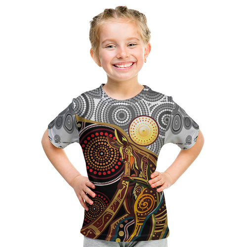 Aboriginal Kangaroo Pattern Dot Art Kid T Shirt
