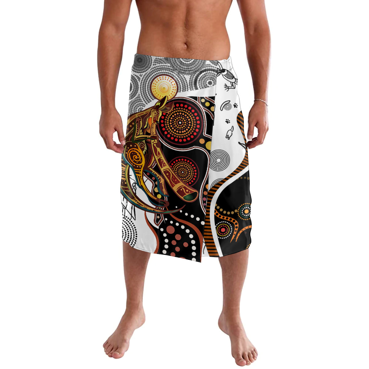 Aboriginal Kangaroo Pattern Dot Art Lavalava