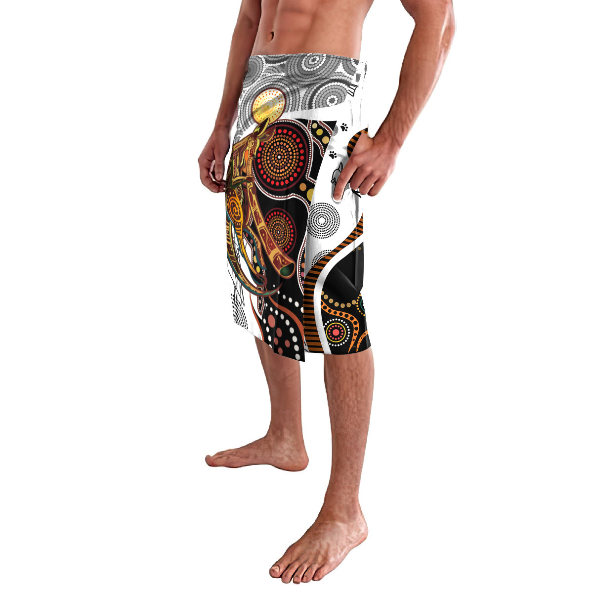 Aboriginal Kangaroo Pattern Dot Art Lavalava