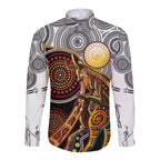 Aboriginal Kangaroo Pattern Dot Art Long Sleeve Button Shirt