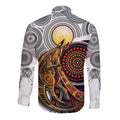 Aboriginal Kangaroo Pattern Dot Art Long Sleeve Button Shirt