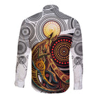 Aboriginal Kangaroo Pattern Dot Art Long Sleeve Button Shirt
