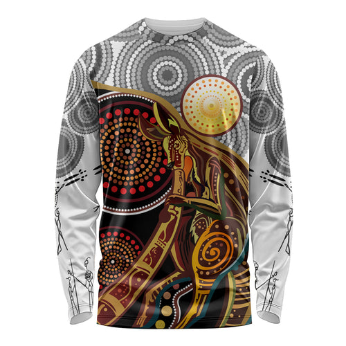 Aboriginal Kangaroo Pattern Dot Art Long Sleeve Shirt