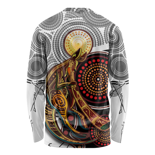 Aboriginal Kangaroo Pattern Dot Art Long Sleeve Shirt