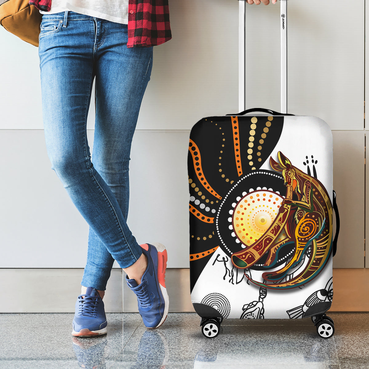 Aboriginal Kangaroo Pattern Dot Art Luggage Cover