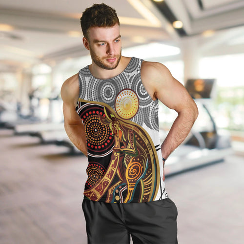 Aboriginal Kangaroo Pattern Dot Art Men Tank Top
