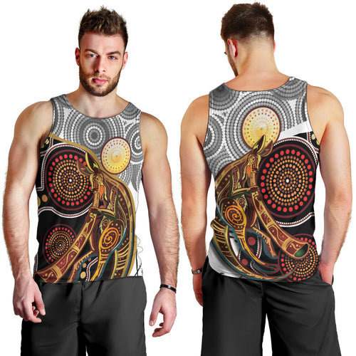 Aboriginal Kangaroo Pattern Dot Art Men Tank Top