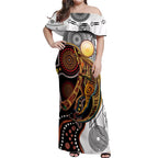 Aboriginal Kangaroo Pattern Dot Art Off Shoulder Maxi Dress