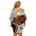 Aboriginal Kangaroo Pattern Dot Art Off Shoulder Short Dress