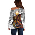 Aboriginal Kangaroo Pattern Dot Art Off Shoulder Sweater