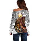 Aboriginal Kangaroo Pattern Dot Art Off Shoulder Sweater