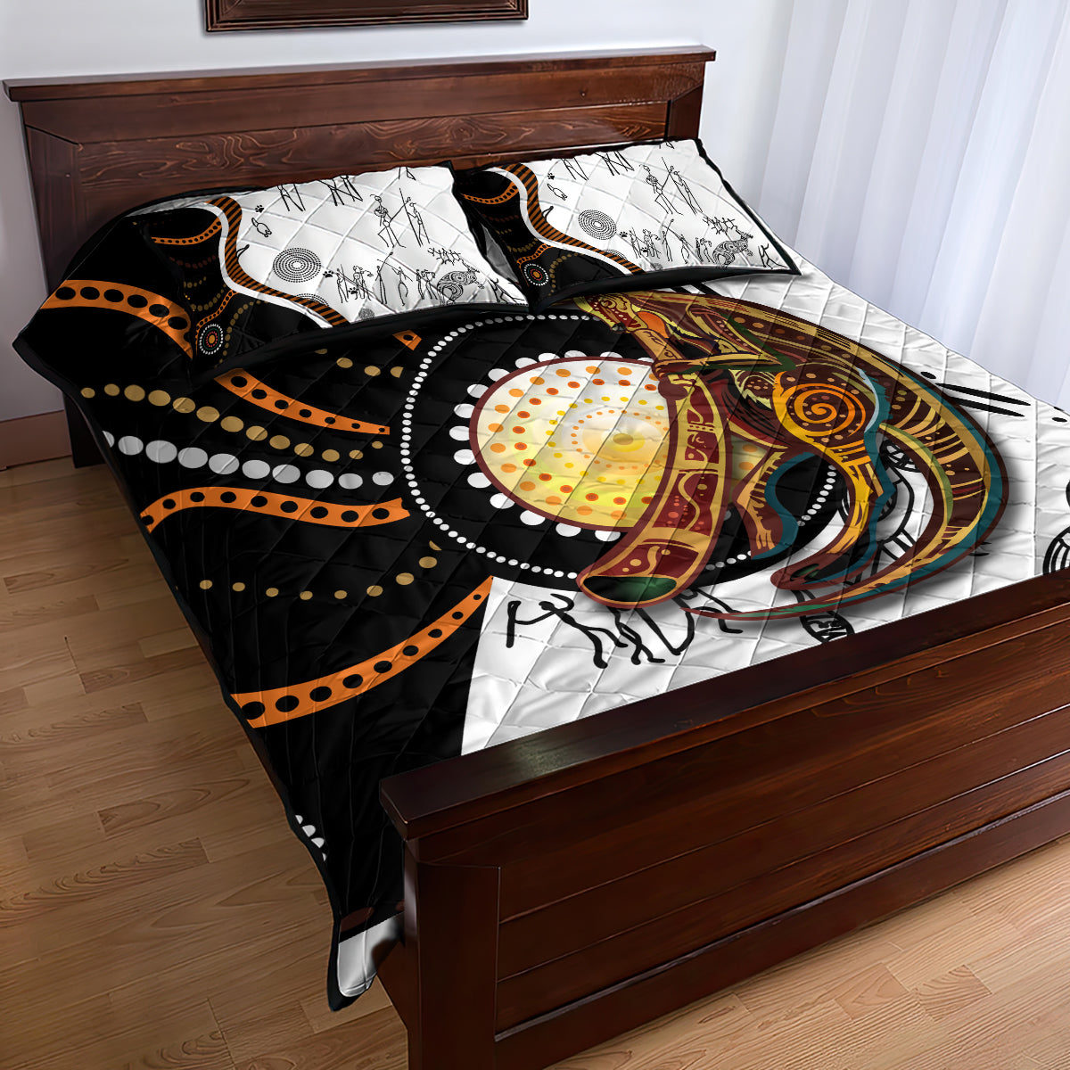 Aboriginal Kangaroo Pattern Dot Art Quilt Bed Set