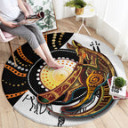 Aboriginal Kangaroo Pattern Dot Art Round Carpet