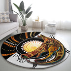 Aboriginal Kangaroo Pattern Dot Art Round Carpet