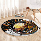 Aboriginal Kangaroo Pattern Dot Art Round Carpet