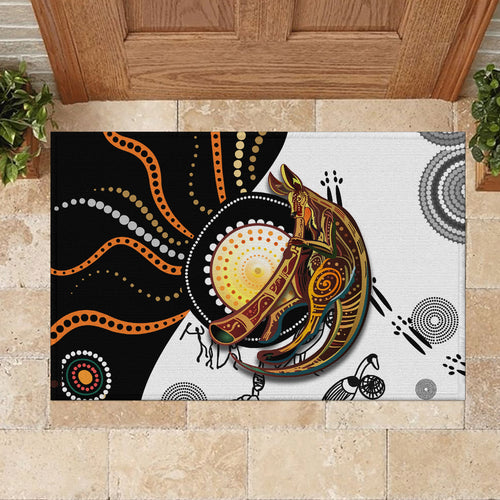 Aboriginal Kangaroo Pattern Dot Art Rubber Doormat