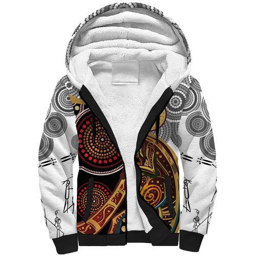 Aboriginal Kangaroo Pattern Dot Art Sherpa Hoodie