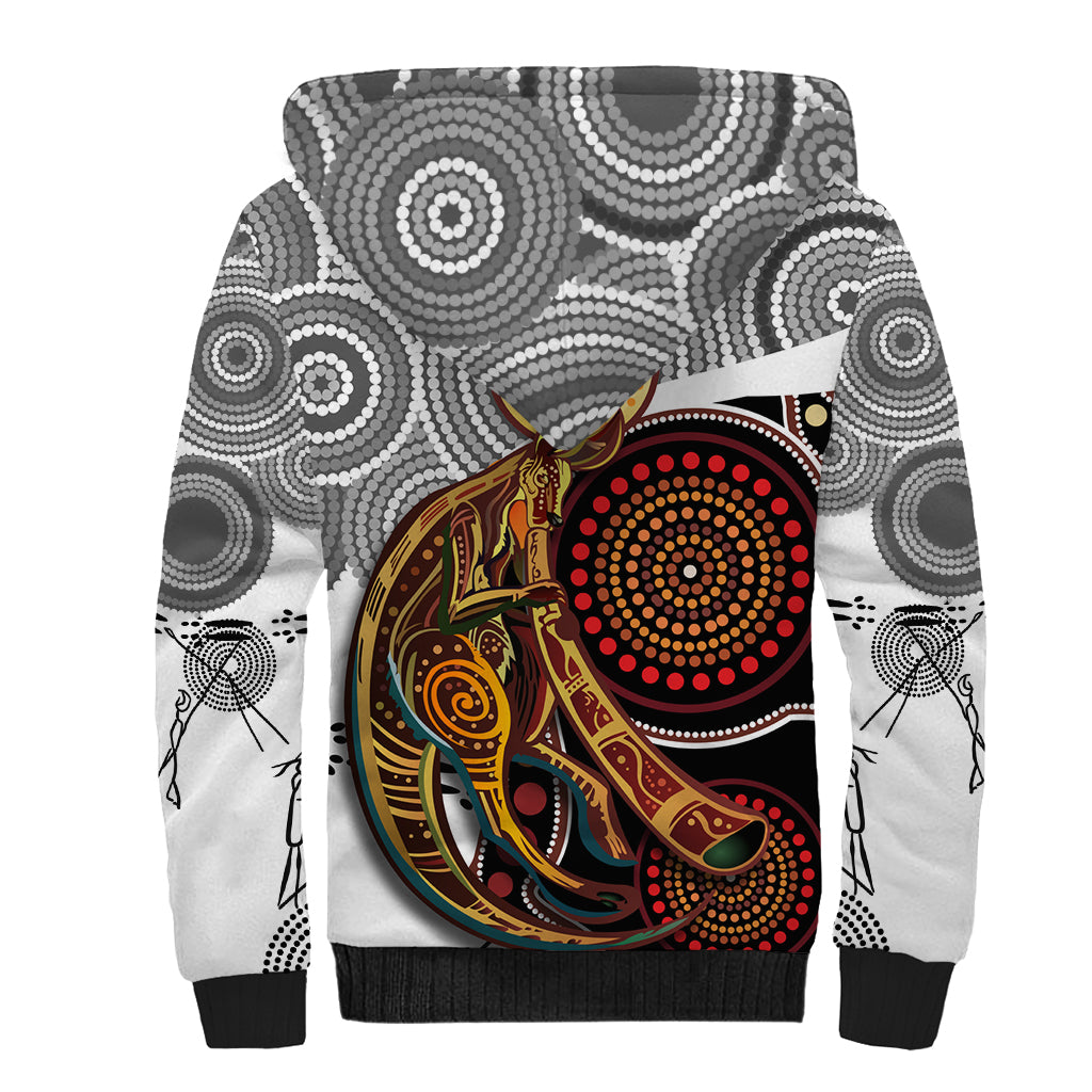 Aboriginal Kangaroo Pattern Dot Art Sherpa Hoodie